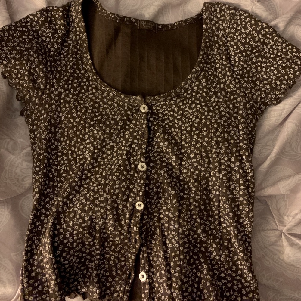 Brown floral brandy top